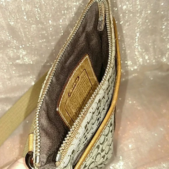 Coach Tan Jacard and Leather Messenger Bag - Picture 4 of 7